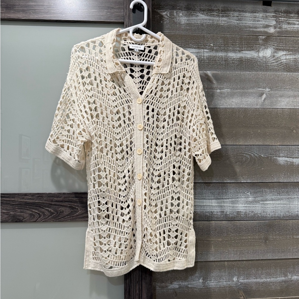 Evereve Beige Crochet Cardigan